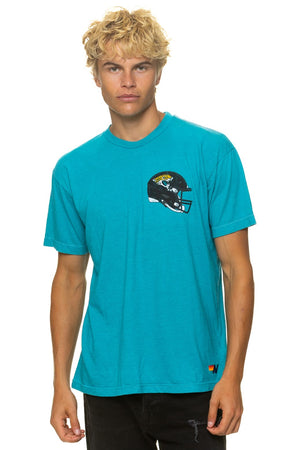 JACKSONVILLE JAGUARS HELMET CREW TEE SHIRT - MARINE BLUE