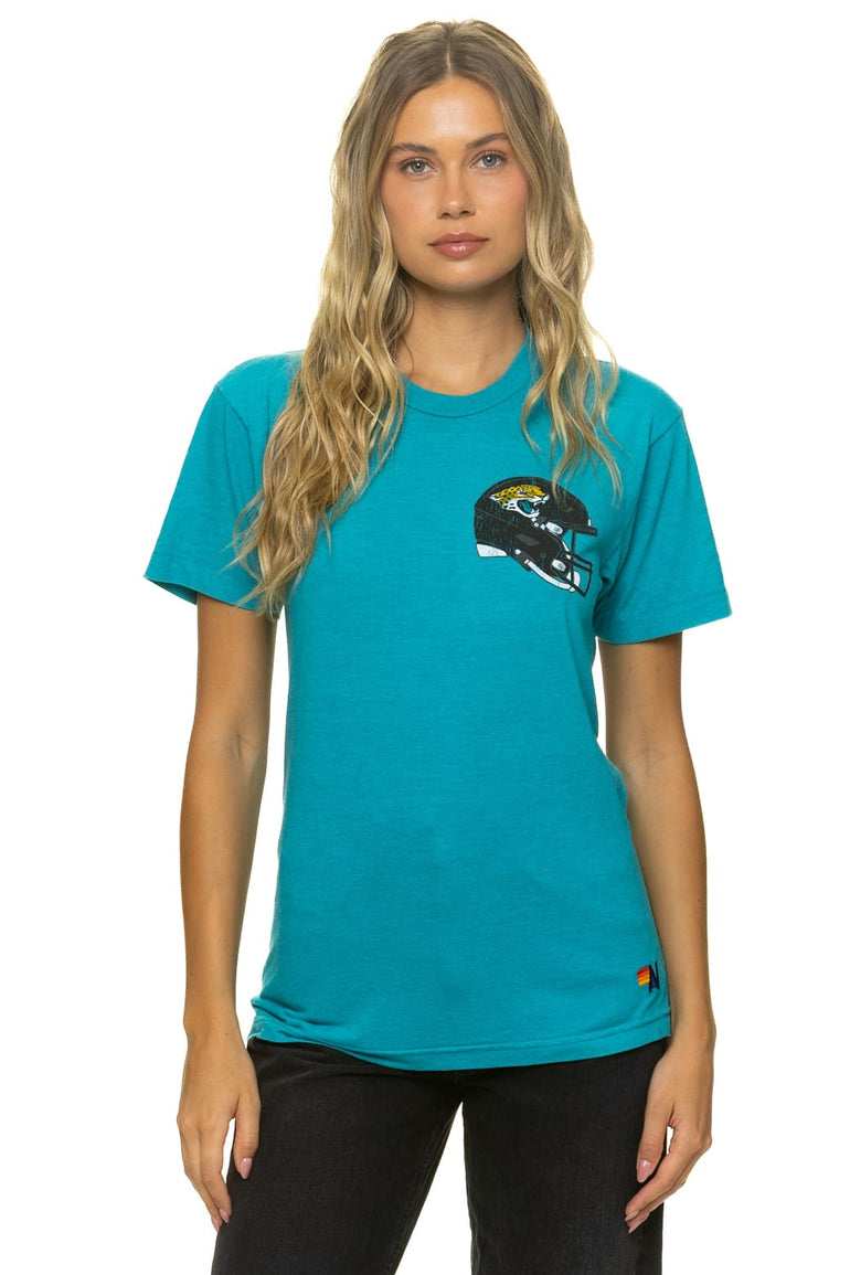 JACKSONVILLE JAGUARS HELMET CREW TEE SHIRT - MARINE BLUE