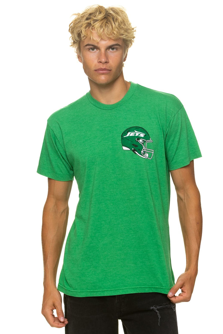 NEW YORK JETS HELMET CREW TEE SHIRT - KELLY GREEN