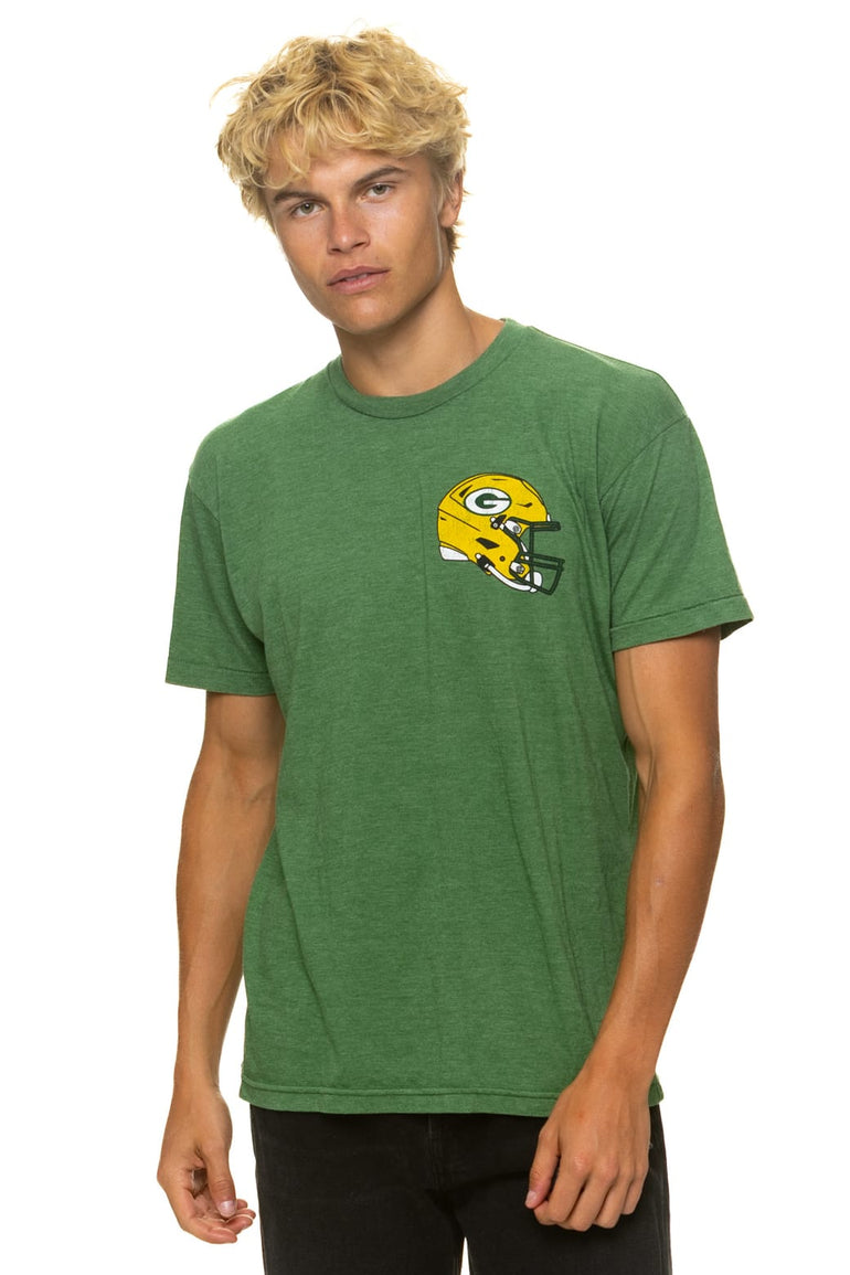 GREEN BAY PACKERS HELMET CREW TEE SHIRT - PALM