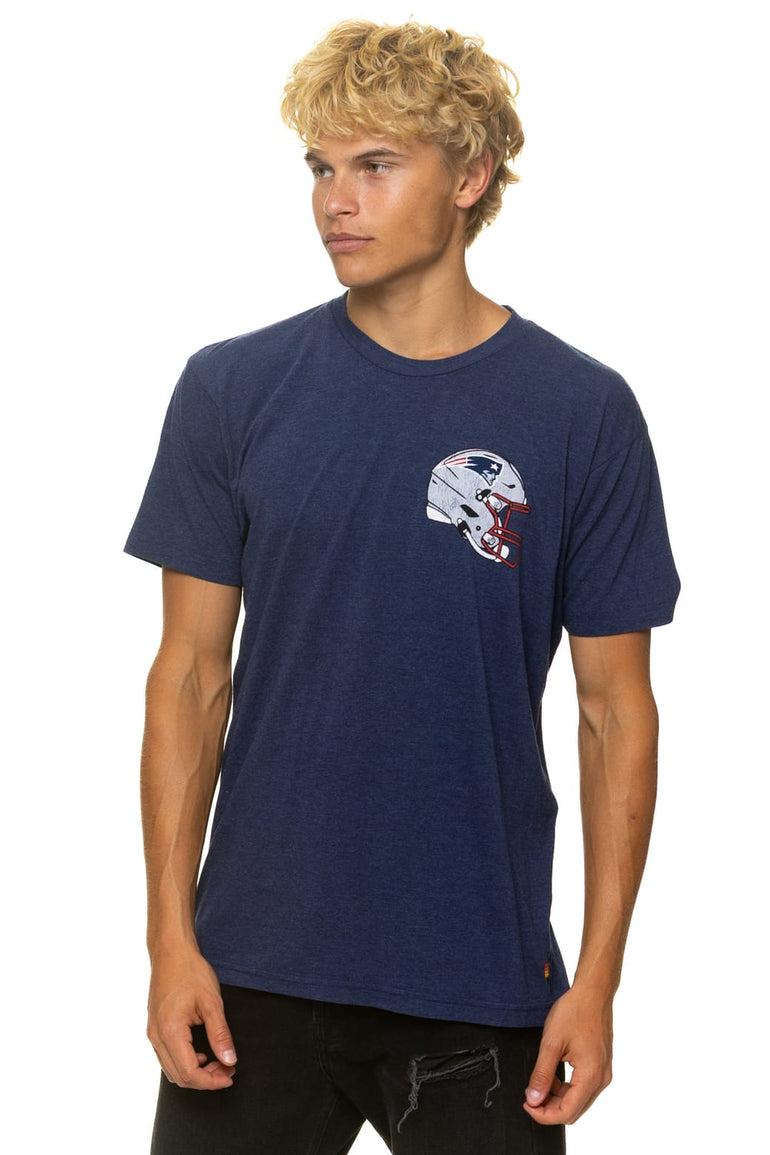 NEW ENGLAND PATRIOTS HELMET CREW TEE SHIRT - NAVY