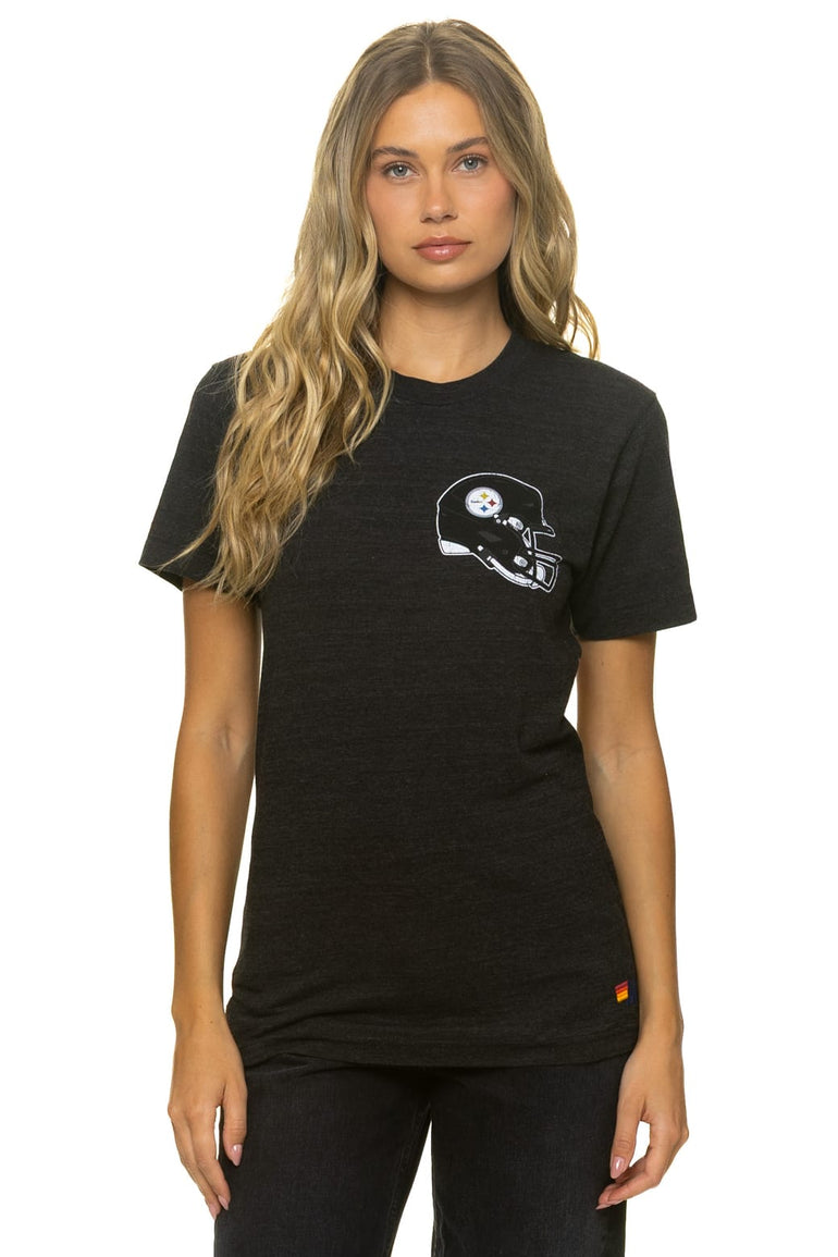 PITTSBURGH STEELERS HELMET CREW TEE SHIRT - BLACK