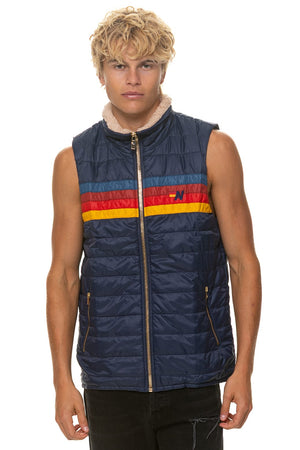 MEN'S 4 STRIPE VEST SHERPA - NAVY