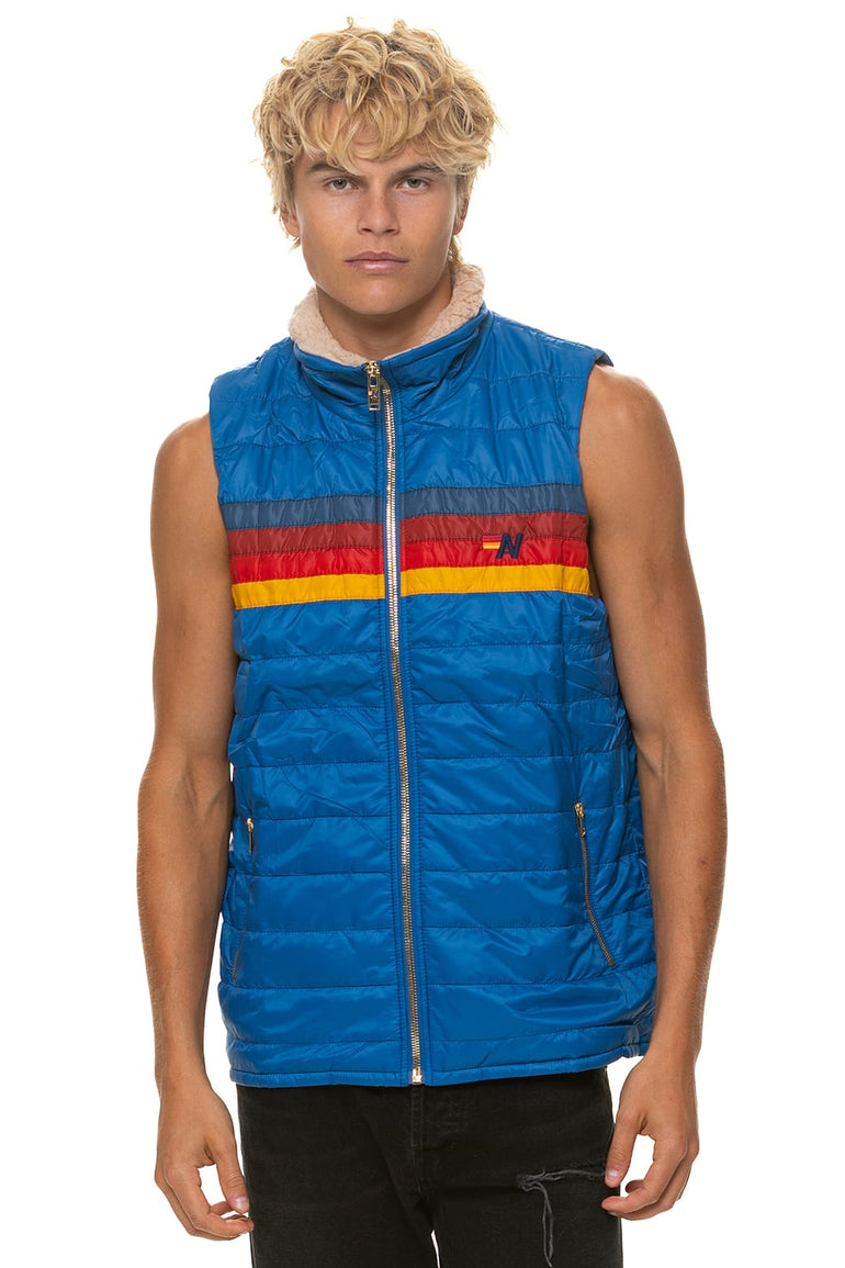 MEN'S 4 STRIPE VEST SHERPA- SNORKEL BLUE