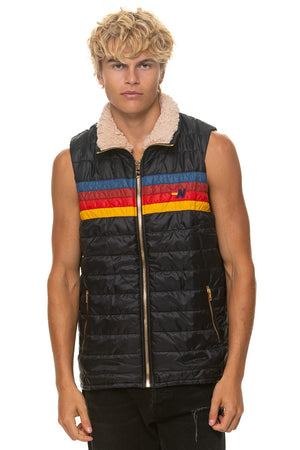 MEN'S 4 STRIPE VEST SHERPA - BLACK