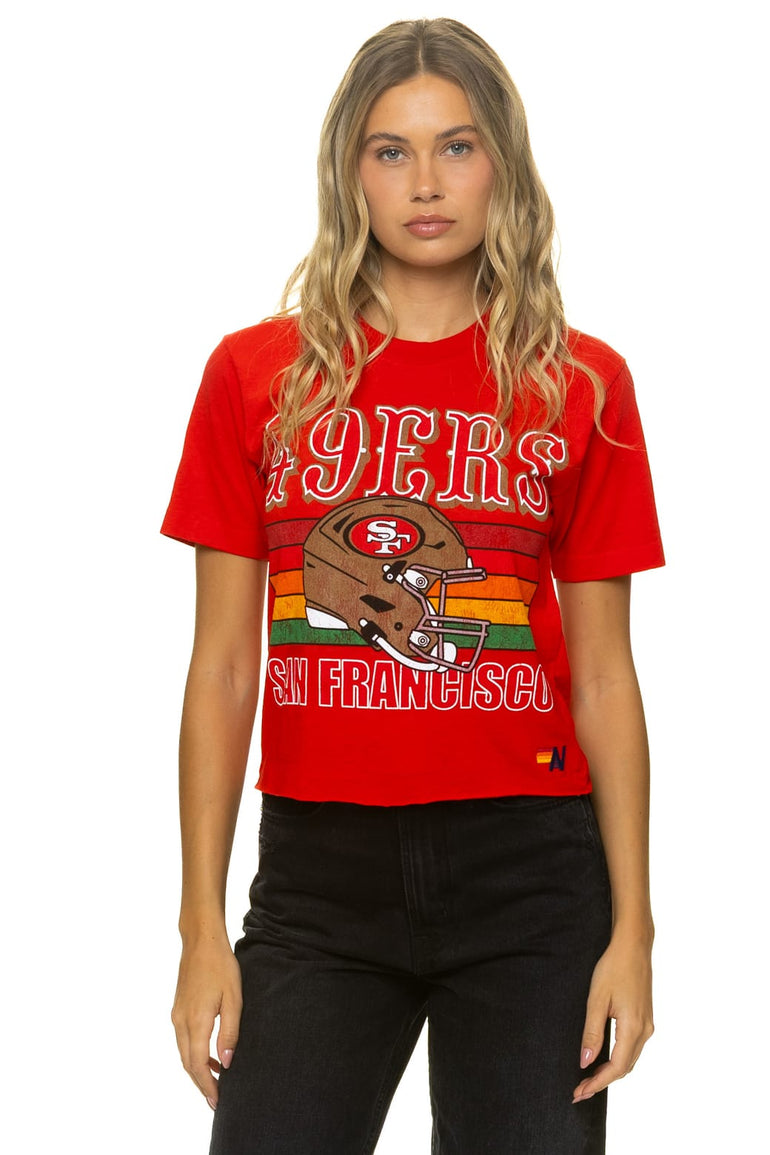 SAN FRANCISCO 49ERS HELMET BOYFRIEND TEE - RED