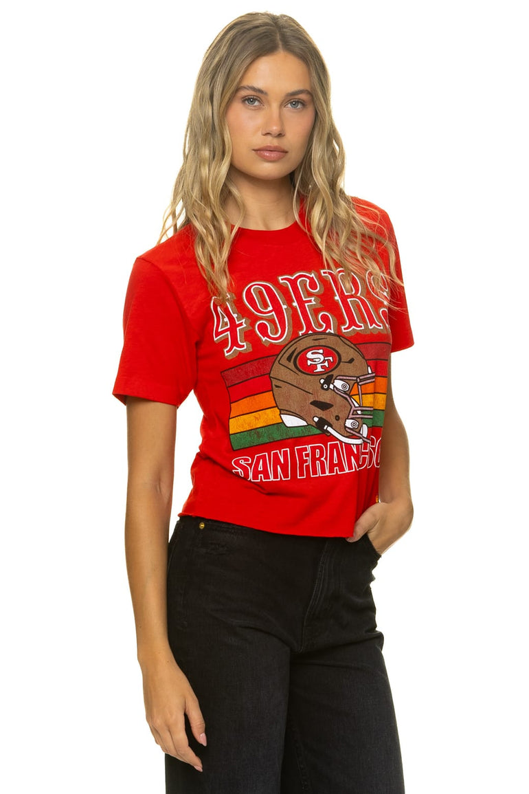 SAN FRANCISCO 49ERS HELMET BOYFRIEND TEE - RED