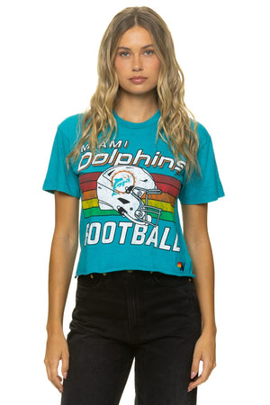 MIAMI DOLPHINS HELMET BOYFRIEND TEE - MARINE BLUE