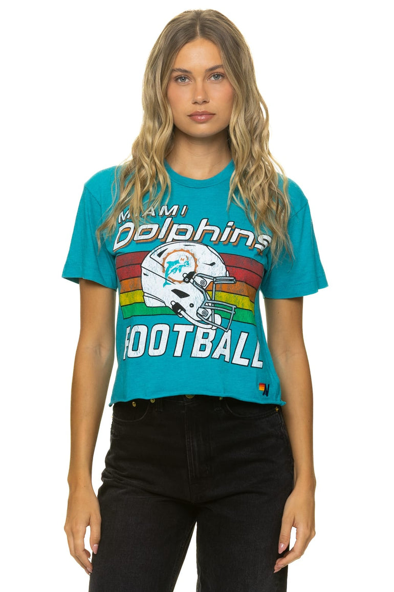 MIAMI DOLPHINS HELMET BOYFRIEND TEE - MARINE BLUE