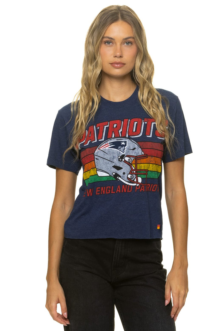 NEW ENGLAND PATRIOTS HELMET BOYFRIEND TEE - NAVY