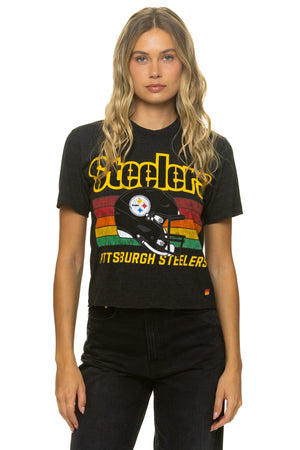 PITTSBURGH STEELERS HELMET BOYFRIEND TEE - BLACK