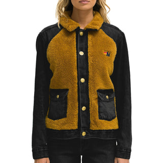 ASPEN SHERPA UNISEX DENIM JACKET - BLACK HONEY Denim Jacket Aviator Nation 