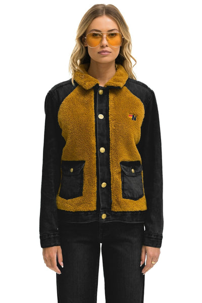 Aspen Sherpa Denim Jacket Black Honey | Aviator Nation