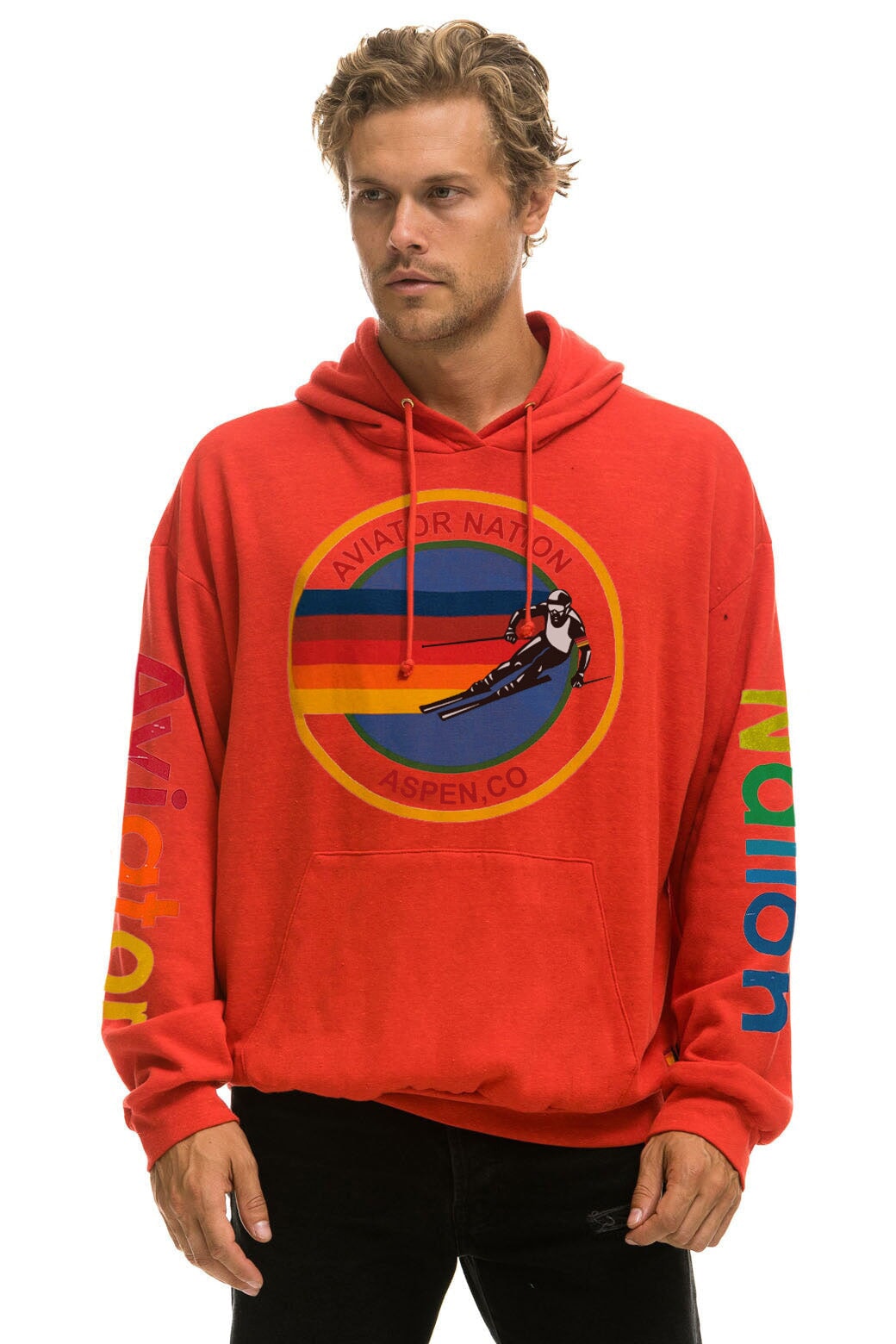 AVIATOR NATION ASPEN RELAXED PULLOVER HOODIE - RED Hoodie Aviator Nation 