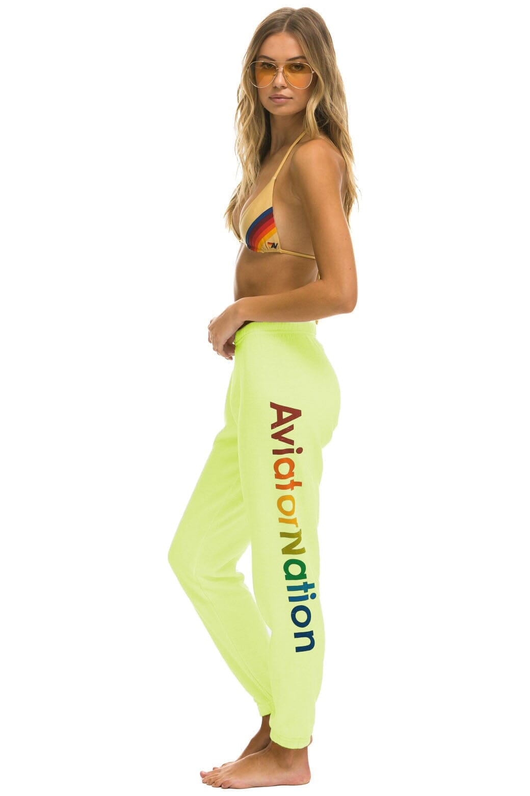 AVIATOR NATION ASPEN SWEATPANTS - NEON YELLOW Women's Sweatpants Aviator Nation 