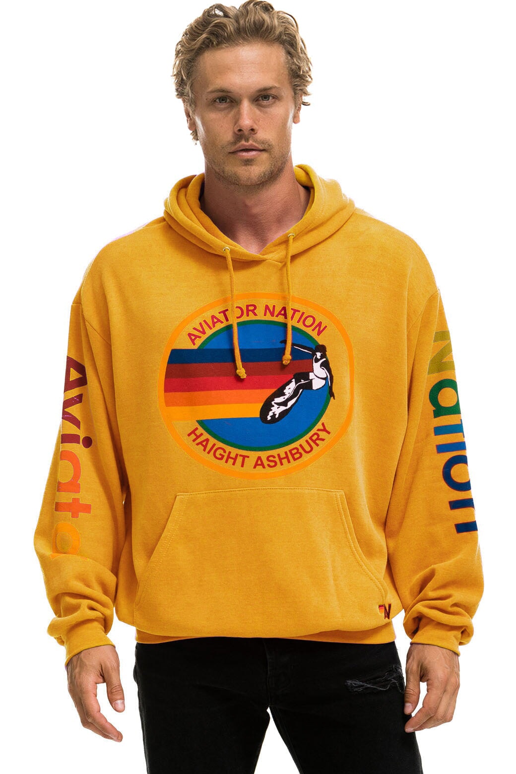 AVIATOR NATION HAIGHT ASHBURY RELAXED PULLOVER HOODIE - GOLD Hoodie Aviator Nation 