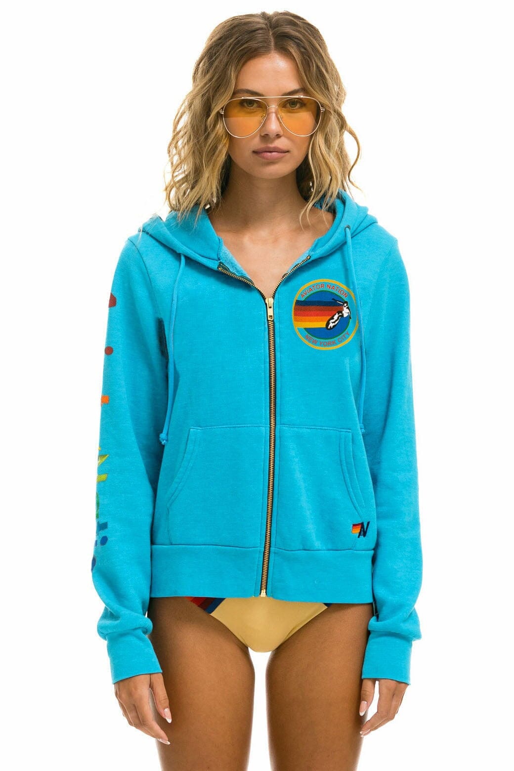 AVIATOR NATION NEW YORK CITY HOODIE - NEON BLUE Hoodie Aviator Nation 