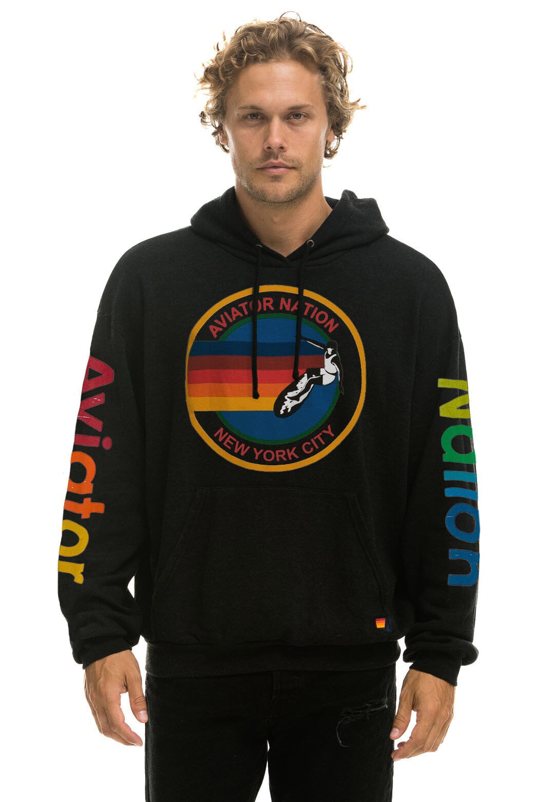 AVIATOR NATION NEW YORK CITY RELAXED PULLOVER HOODIE - BLACK Hoodie Aviator Nation 