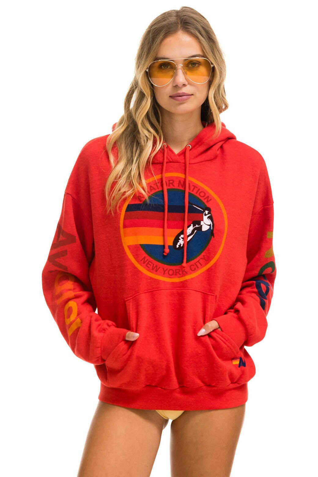 AVIATOR NATION NEW YORK CITY RELAXED PULLOVER HOODIE - RED Hoodie Aviator Nation 