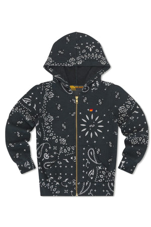 KID'S BANDANA ZIP HOODIE - CHARCOAL