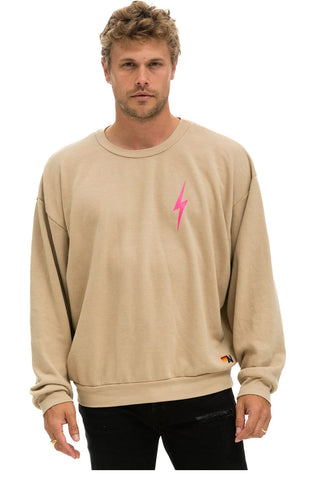 BOLT 2 RELAXED CREW SWEATSHIRT - SAND // NEON PINK Sweatshirt Aviator Nation 
