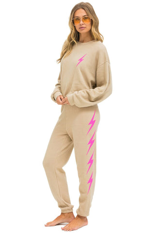 BOLT 4 SWEATPANTS - SAND // NEON PINK Women's Sweatpants Aviator Nation 
