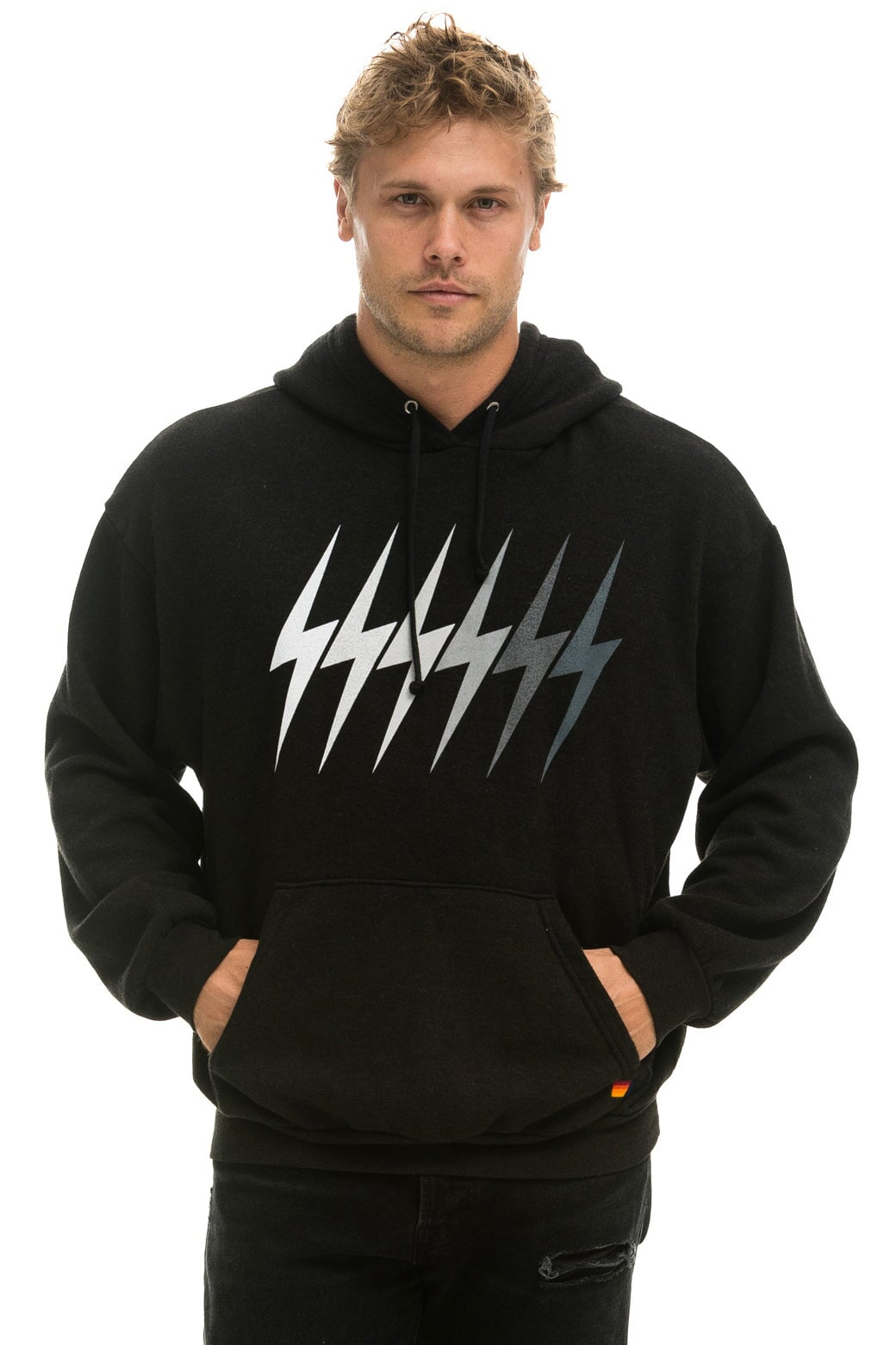 BOLT GRADIENT RELAXED PULLOVER HOODIE - BLACK // GREY Hoodie Aviator Nation 