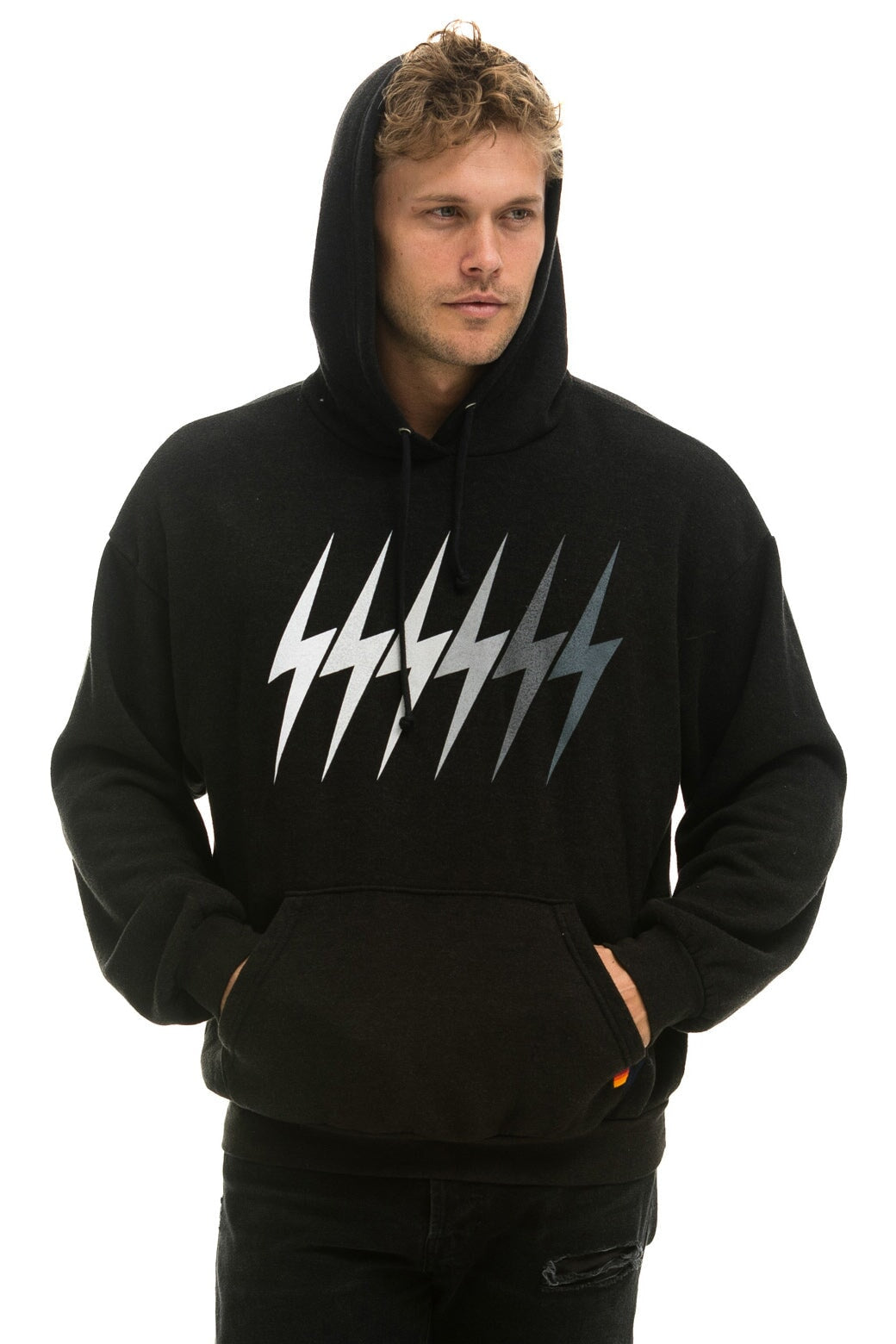 BOLT GRADIENT RELAXED PULLOVER HOODIE - BLACK // GREY Hoodie Aviator Nation 