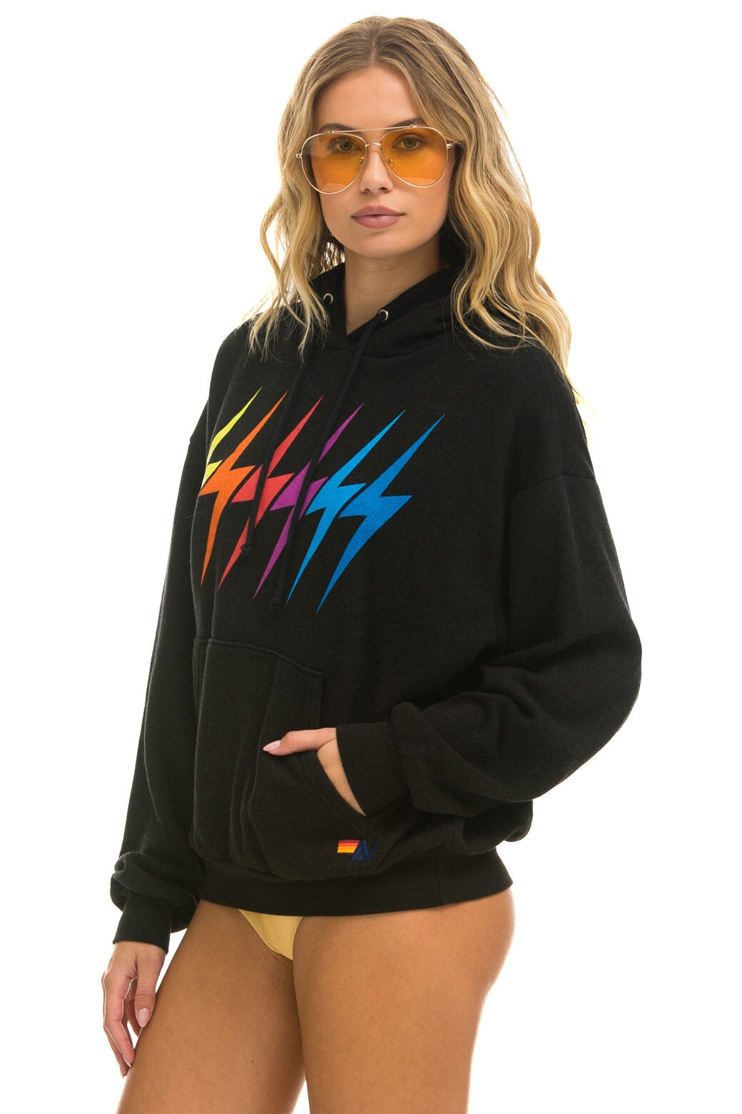 BOLT GRADIENT RELAXED PULLOVER HOODIE - BLACK // RAINBOW Hoodie Aviator Nation 