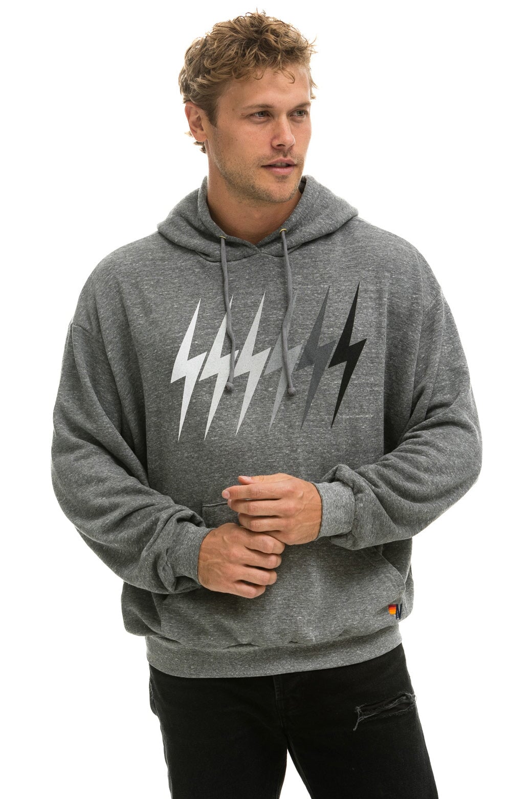 BOLT GRADIENT RELAXED PULLOVER HOODIE - HEATHER // GREY Hoodie Aviator Nation 