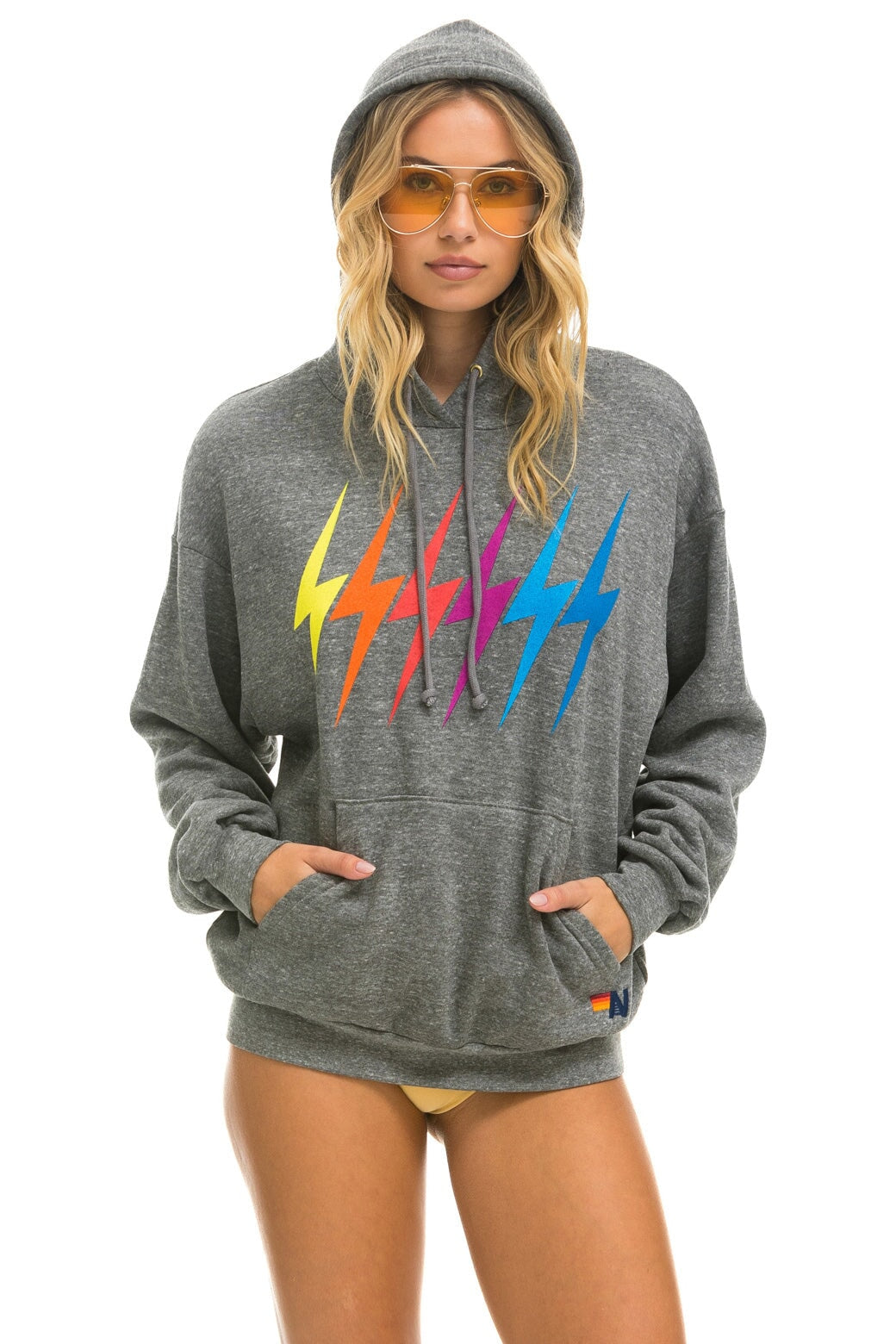 BOLT GRADIENT RELAXED PULLOVER HOODIE - HEATHER // RAINBOW Hoodie Aviator Nation 