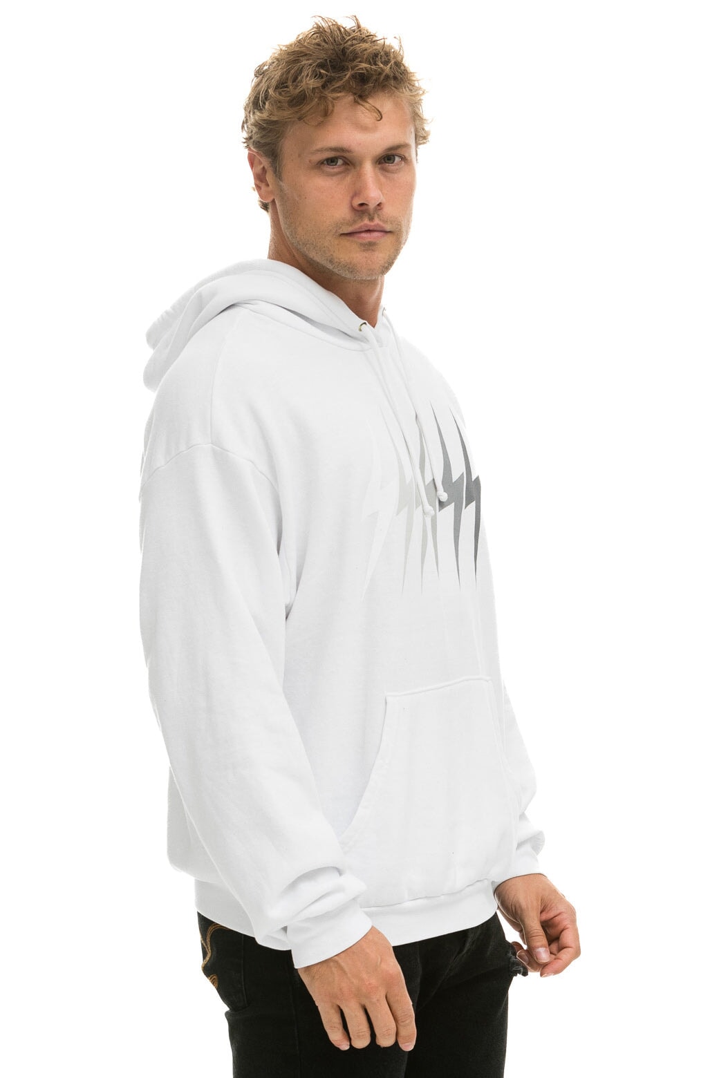 BOLT GRADIENT RELAXED PULLOVER HOODIE - WHITE // GREY Hoodie Aviator Nation 