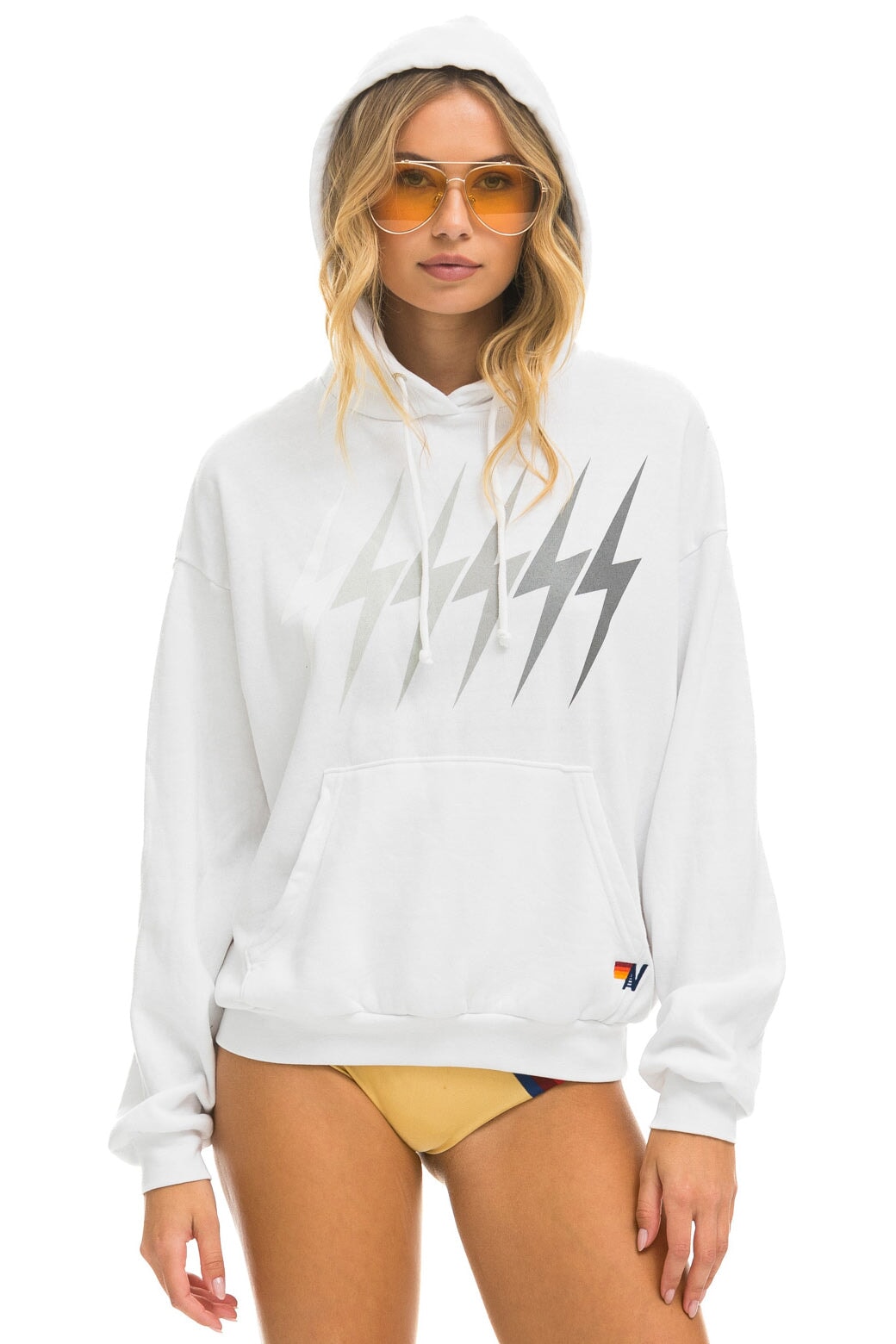 BOLT GRADIENT RELAXED PULLOVER HOODIE - WHITE // GREY Hoodie Aviator Nation 