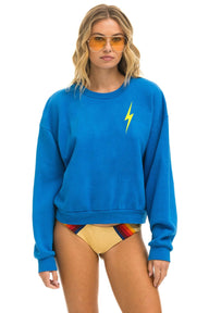 BOLT STITCH RELAXED CREW SWEATSHIRT - OCEAN // NEON YELLOW Sweatshirt Aviator Nation 