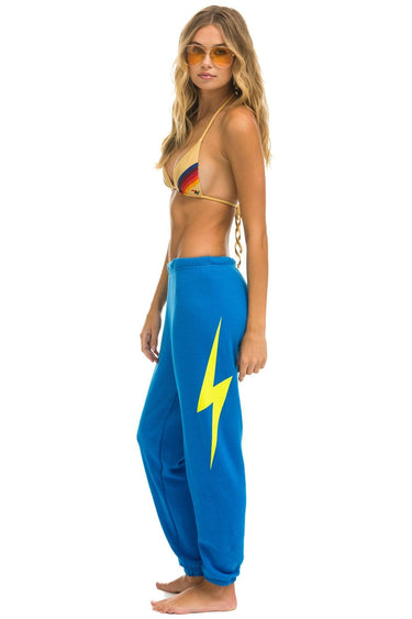 BOLT SWEATPANTS - OCEAN // NEON YELLOW Women's Sweatpants Aviator Nation 