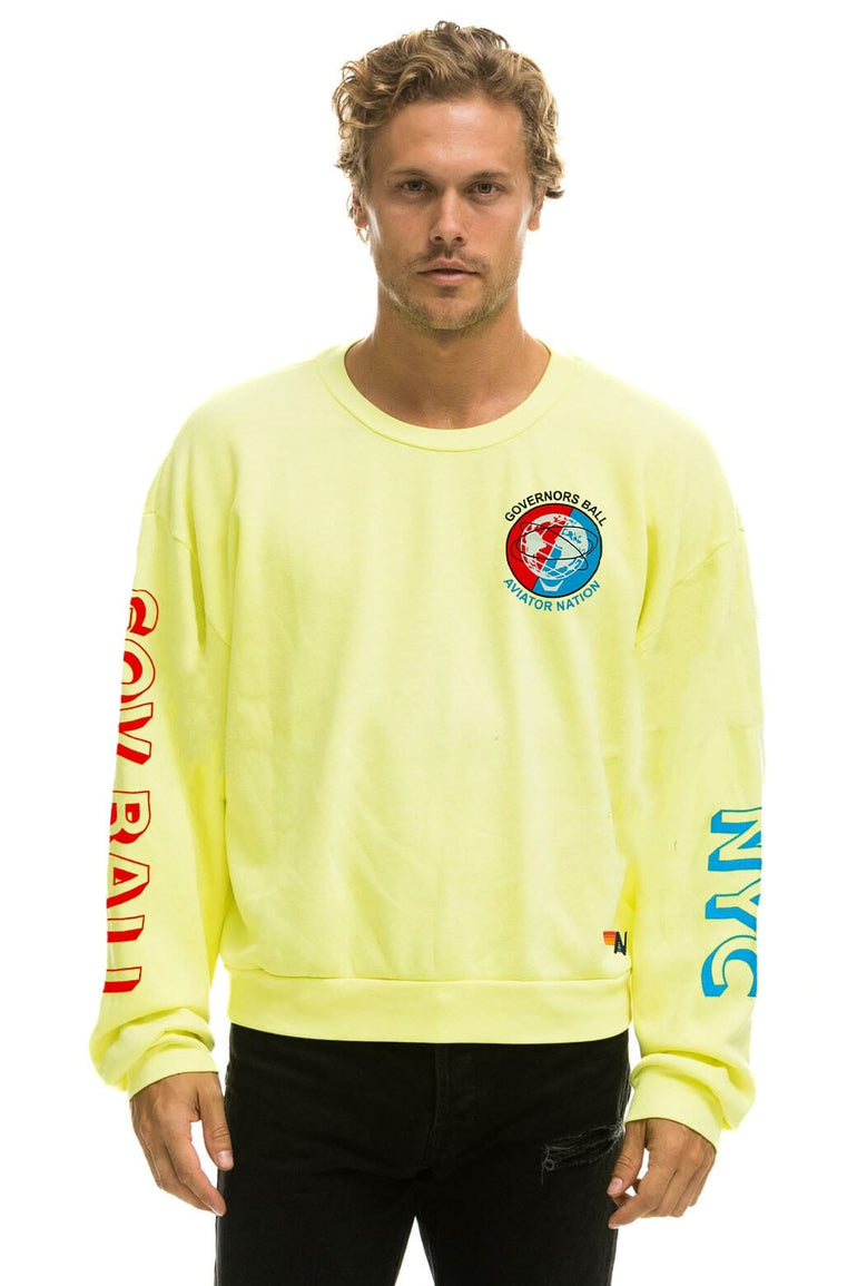 GOV BALL 2024 CREW SWEATSHIRT RELAXED - NEON YELLOW Aviator Nation