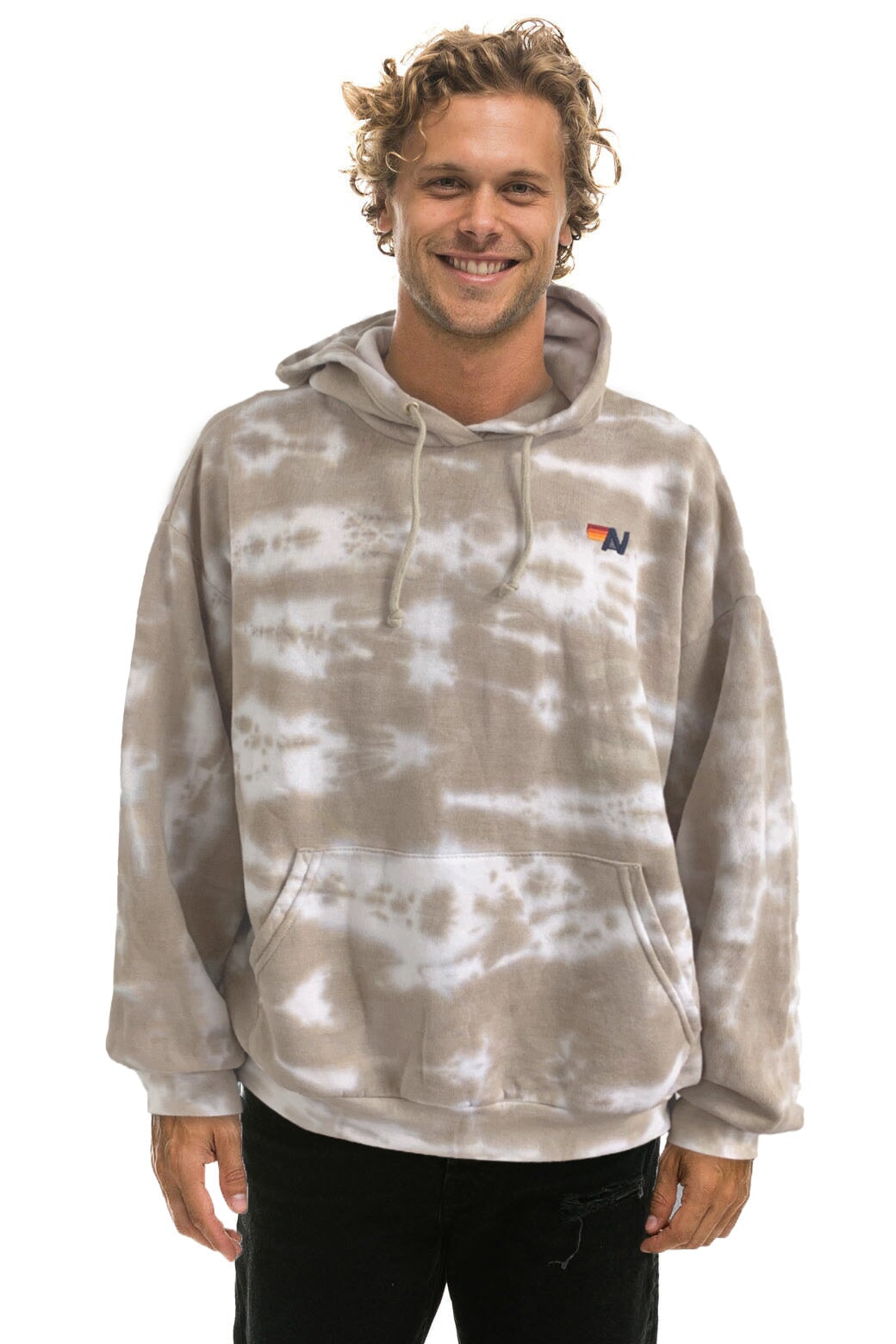 HAND DYED PULLOVER HOODIE RELAXED - TIE DYE SAND Hoodie Aviator Nation 