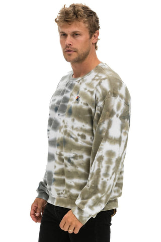 HAND DYED RELAXED CREW SWEATSHIRT - TIE DYE GREY // OLIVE Sweatshirt Aviator Nation 
