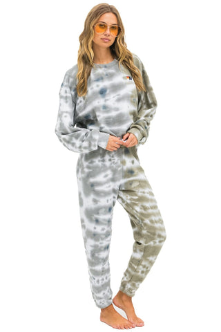 HAND DYED RELAXED CREW SWEATSHIRT - TIE DYE GREY // OLIVE Sweatshirt Aviator Nation 