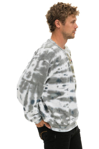 HAND DYED RELAXED CREW SWEATSHIRT - TIE DYE GREY // OLIVE Sweatshirt Aviator Nation 