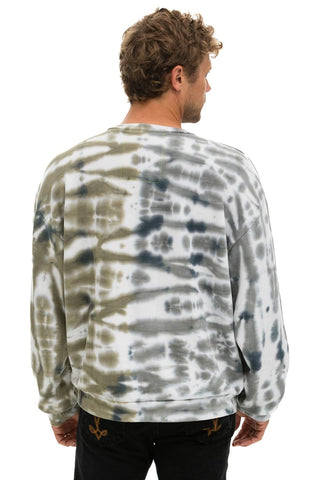 HAND DYED RELAXED CREW SWEATSHIRT - TIE DYE GREY // OLIVE Sweatshirt Aviator Nation 