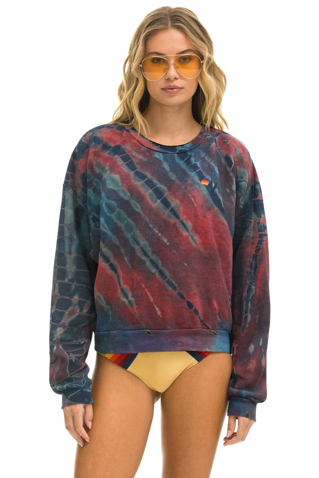HAND DYED RELAXED CREW SWEATSHIRT - TIE DYE MULTI Sweatshirt Aviator Nation 