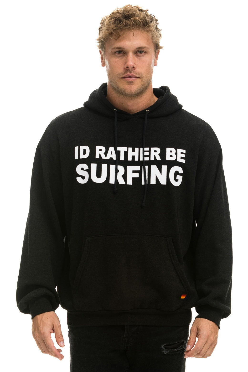 ID RATHER BE SURFING RELAXED PULLOVER HOODIE - BLACK Hoodie Aviator Nation 