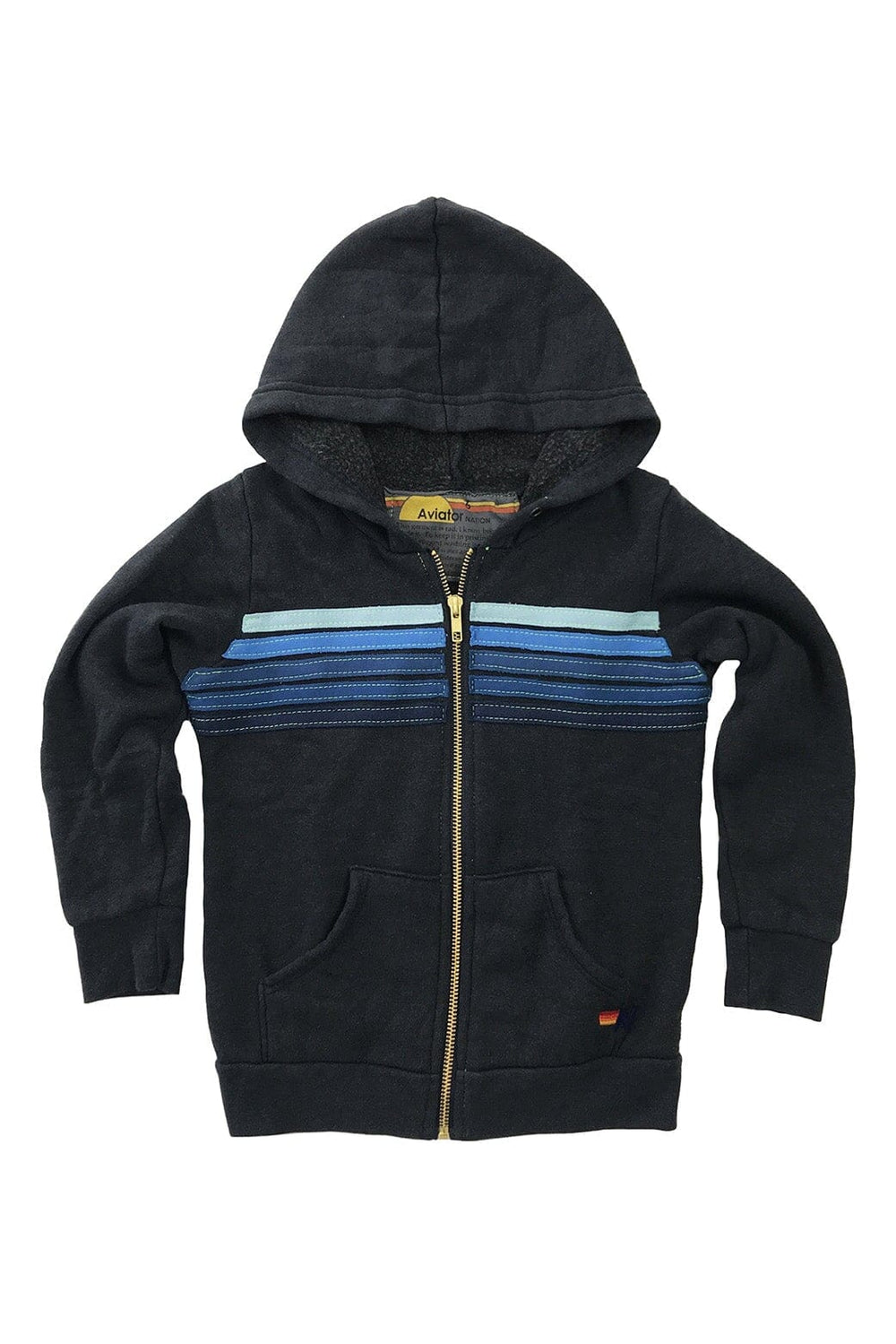 Kid's 5 Stripe Hoodie Charcoal - Aviator Nation