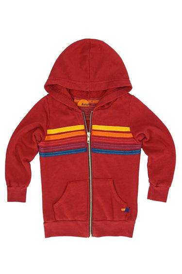 KID'S 5 STRIPE HOODIE - RED