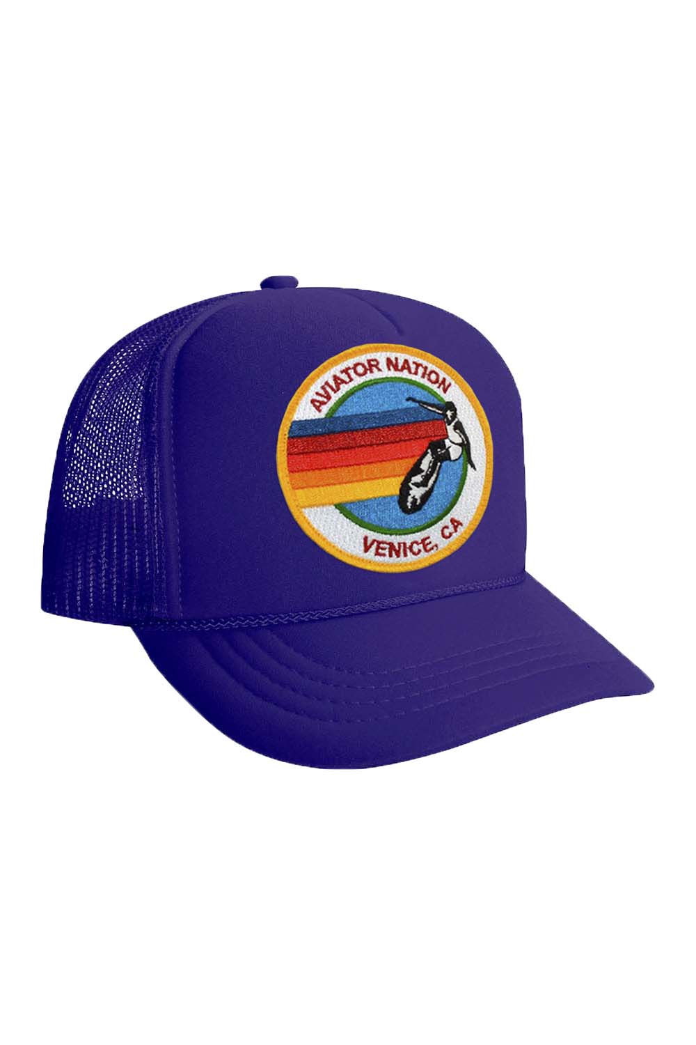 KID'S SIGNATURE LOGO - VINTAGE TRUCKER HAT Kid's Hat Aviator Nation OS PURPLE 