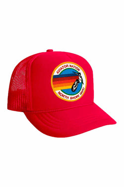 KID'S SIGNATURE NORTH SHORE - VINTAGE TRUCKER HAT Kid's Hat Aviator Nation OS RED 