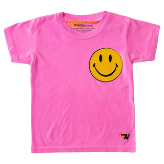 KID'S SMILEY 2 TEE - NEON PINK Kid's Tee Aviator Nation 