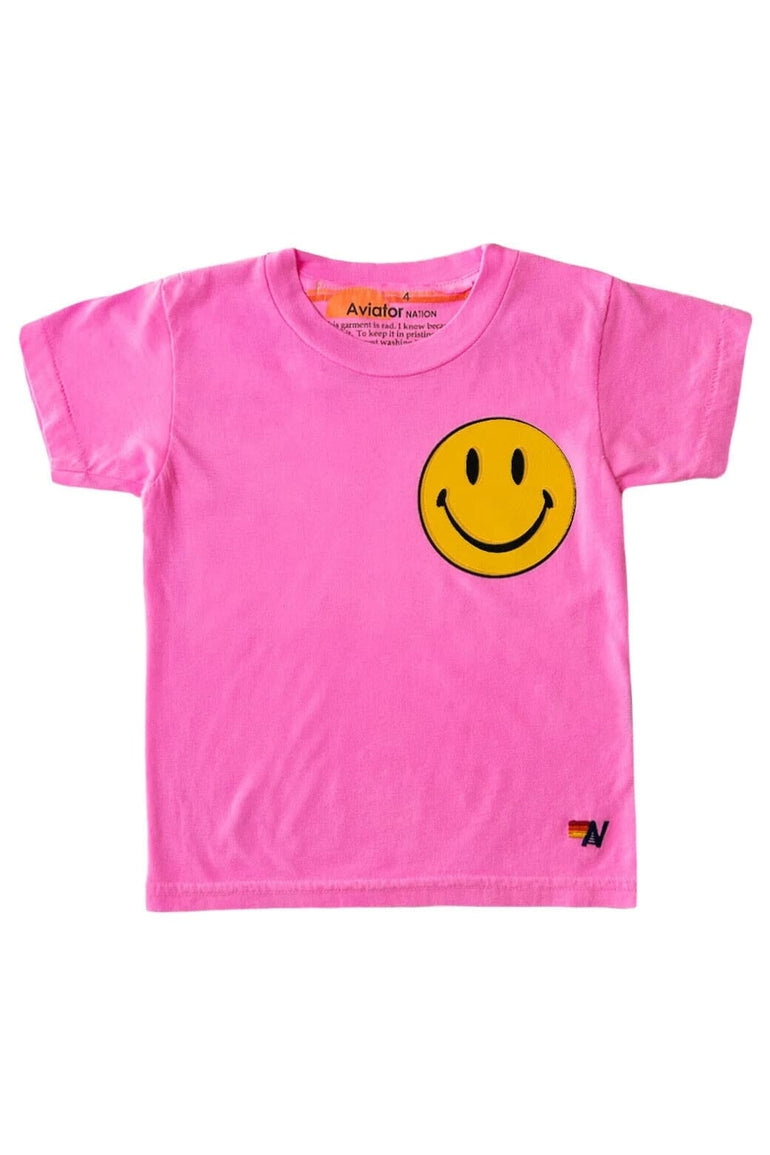 KID'S SMILEY 2 TEE - NEON PINK Kid's Tee Aviator Nation 