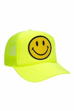 KID'S SMILEY VINTAGE TRUCKER HAT Kid's Hat Aviator Nation OS NEON YELLOW 